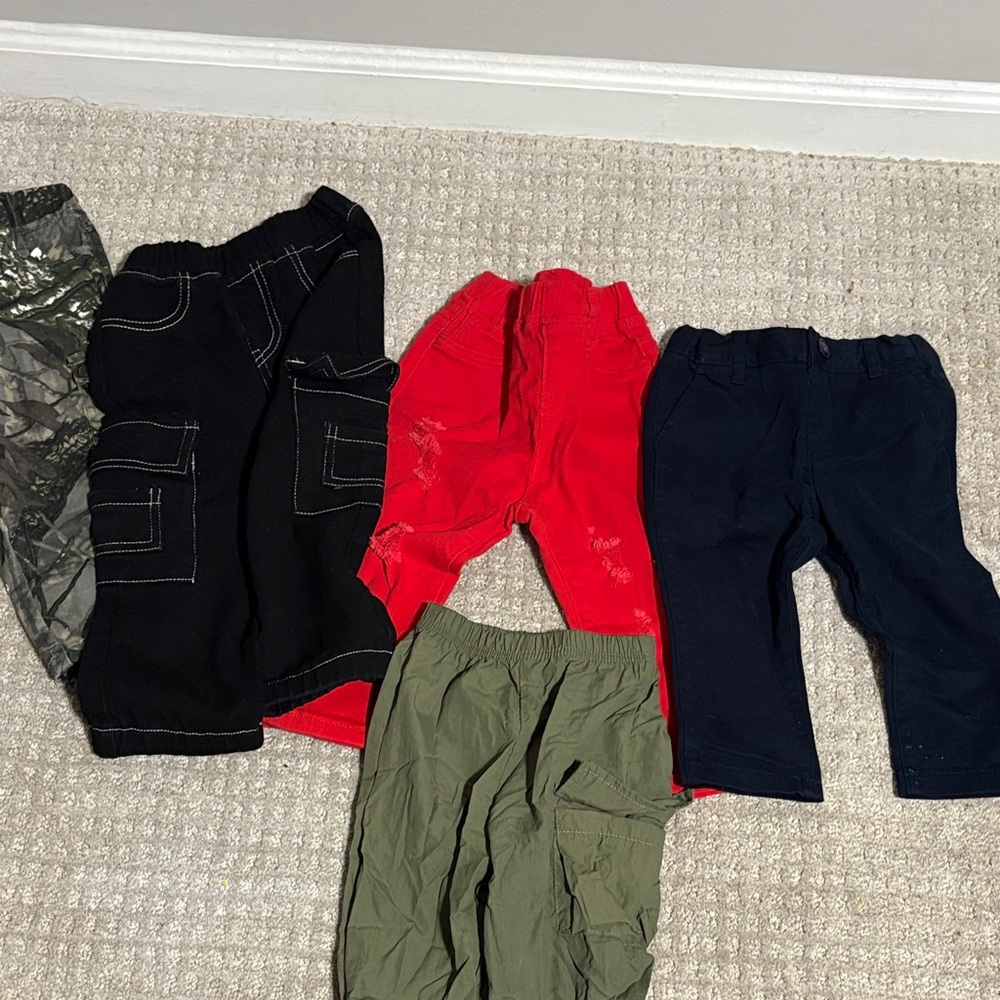 Carter's Red, Black, and Green Kids Casual Pants Set